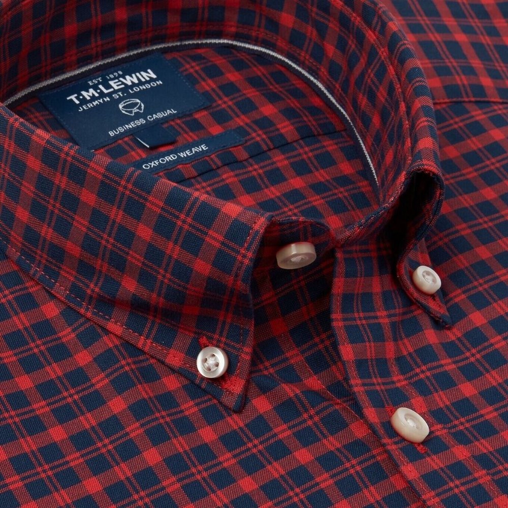 Men's TM Lewin Navy/Red Oxford Cotton Shirt (M) (EUC)